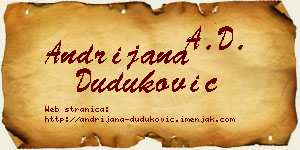 Andrijana Duduković vizit kartica